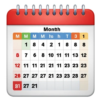 colored calendar 1 month without dates sticker