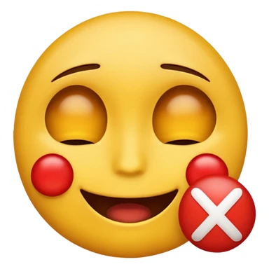 a emoji with its eyes closed, with a red X in its eyes sticker