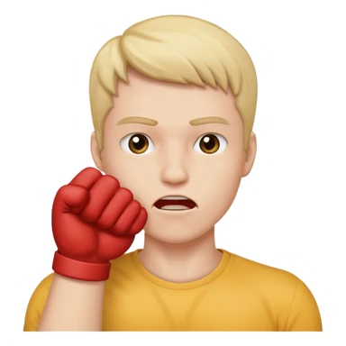 держит у рта кулак  sticker