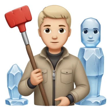 Sculptor with chisel & mallet,Ice Sculptors. sticker