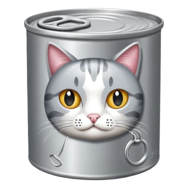 a flat round cat food can sticker