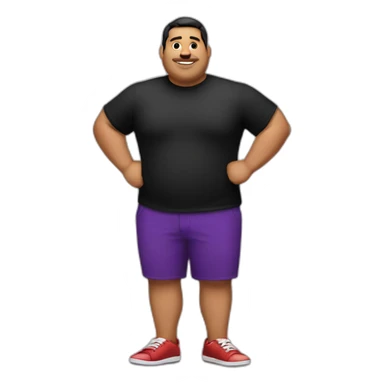 Fat latino Guy with red pants and purple shoes and black shirt sticker