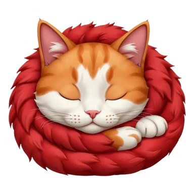 Curled Sleeping Cat red sticker