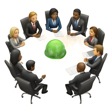 business people sitting at a round table, slight perspective  sticker