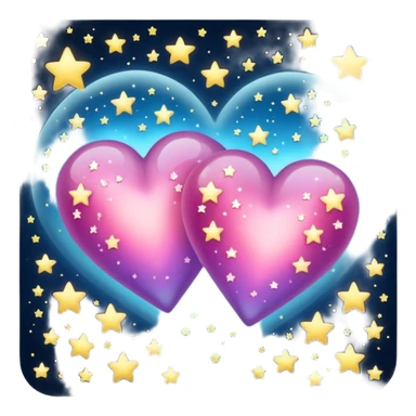 Two hearts one beyond one another with stars in it sticker