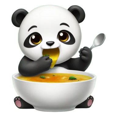 Baby panda eating bug bowl of soup sticker