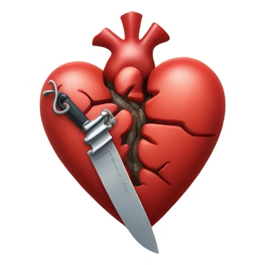 anatomical heart with a knife sticker