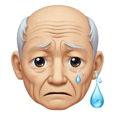 old man crying with water droplet tears in eyes  sticker