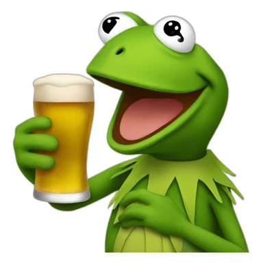 kermit frog drinking beer sticker