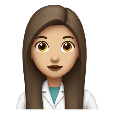 pretty Female doctor long straight brown hair amber eyes and red lips  sticker