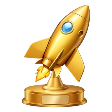 sleek golden rocket on top of award platform sticker