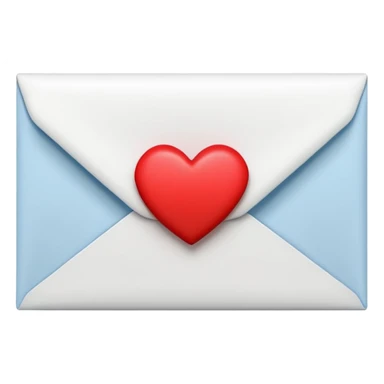 closed white envelope with a single red heart sticker in the center, smooth and clean, minimal details, bright and saturated colors, glossy highlight


 sticker
