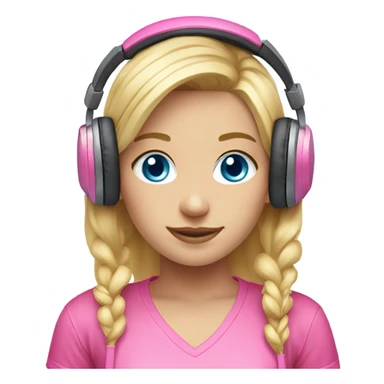 blonde blue eyed gamer girl pink  sticker