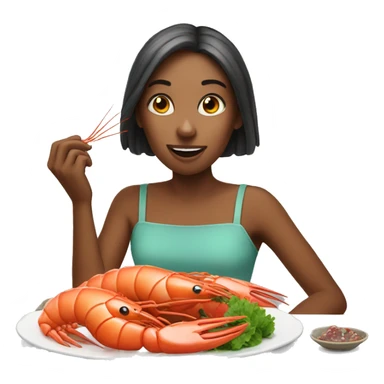 Girl eating prawns sticker