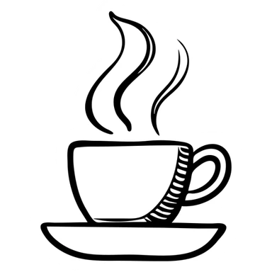 A hand drawn coffee cup with rising steam sticker