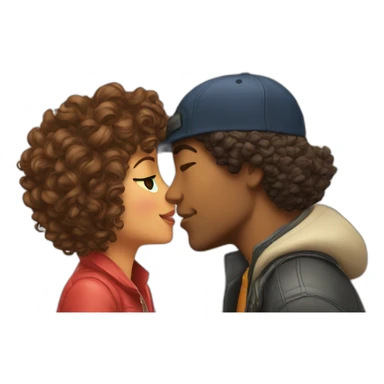 Love with kiss Guy wearing a cap and girl having curly hair  sticker