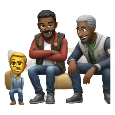 Uncle playing Fortnite with colleague boys sticker