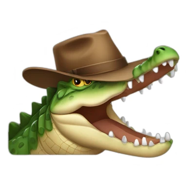 a crocodile with a brown hat sticker