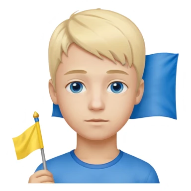 The Ukrainian boy with flag sticker