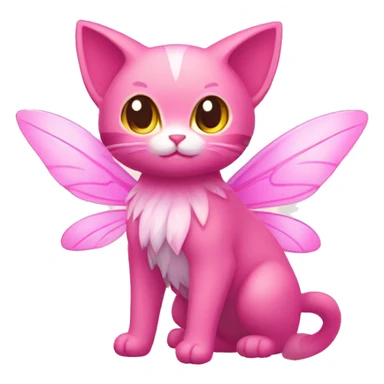 Shiny Pink Grass-type-Fairy-type-Fakémon-Cat full body sticker
