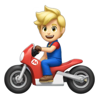 Blonde boy playing Mario kart sticker