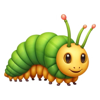 Cinematic Noble Caterpillar Portrait Emoji, Poised and vibrant, with a segmented, gently curving body adorned in bright, lively hues and delicate, inquisitive eyes, Simplified yet charmingly detailed features, highly detailed, glowing with a soft, verdant radiance, high shine, intelligent and resilient, stylized with an air of natural transformation, focused and curious, soft glowing outline, capturing the essence of a watchful caterpillar that appears ready to inch out of the screen with gentle determination! sticker