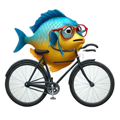 A fish on the bicycle with glasses  sticker