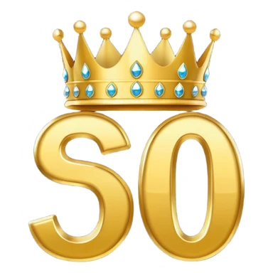 Golden "500" number with crown and sparkles, minimal emoji style sticker