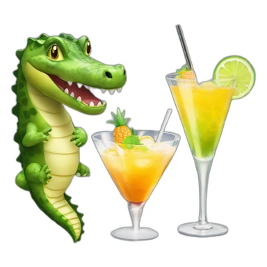 3 crocodiles with a cocktail  sticker