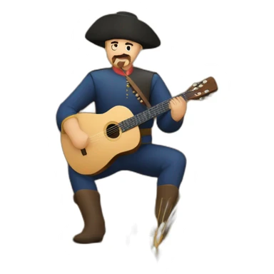 a Cossack with a guitar in a field with wheat sticker