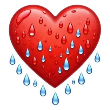 Red heart with rain sticker