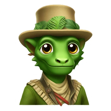 green camaleon wearing indian jones' clothes sticker