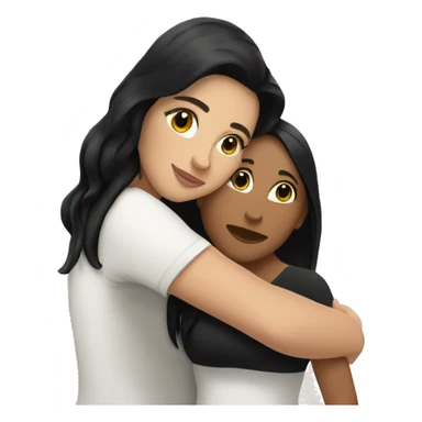 Latina girl with black hair hugging white pale girls with brunette hair sticker
