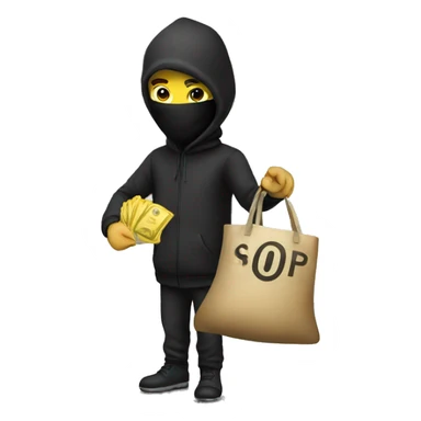 A thief holding a bag of money sticker