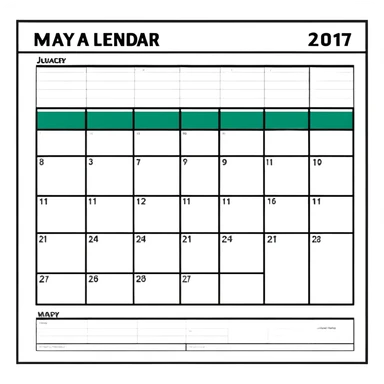 Geometric Maya style calendar - scheduling replies, strictly white and deep dark green only, angular sharp lines sticker
