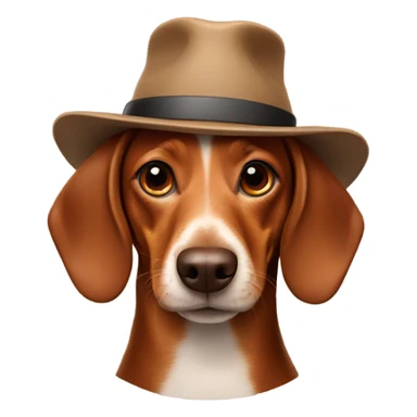 Brown Weiner dog wearing a hat sticker