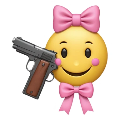 Smiley face with gun and pink bow sticker