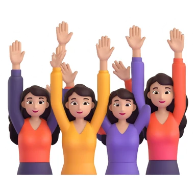 group of happy women, stylishly dressed, raising their hands sticker