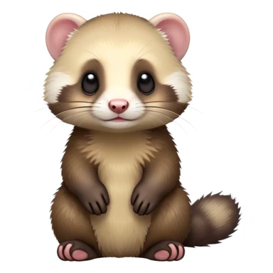 cinematic-[ferret]-realistic-full-body-sitting-emoji,-tiny-paws-tucked-close,-head-tilted-dramatically,-fluffy-[sable]-fur,-simplified-yet-realistic-focused-features,-highly-detailed,-glowing-with-an-almost-sarcastic-glow sticker