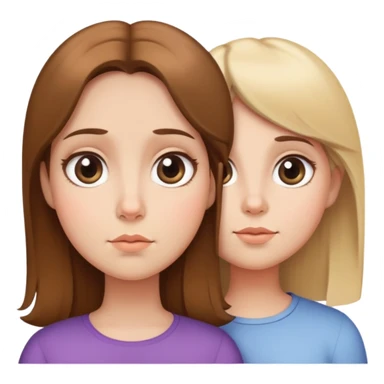 brown haired mother and blonde daughter pretty big eyes chubby cheeks but thin  sticker