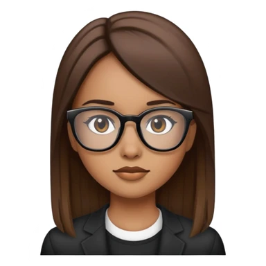 Girl with straight brown hair, black glasses  sticker