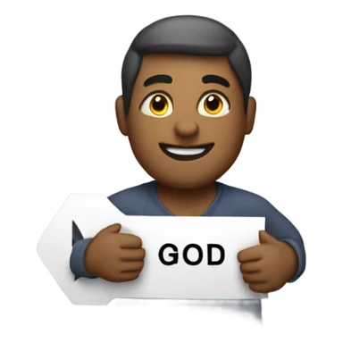 man holding a sign that says good sticker