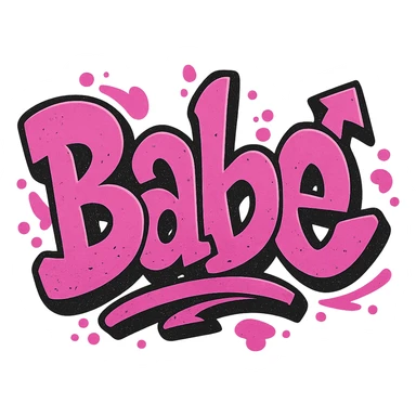 the word 'babe' in pink graffiti style sticker