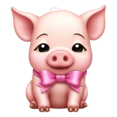 Sleepy baby pig with pink bow  sticker