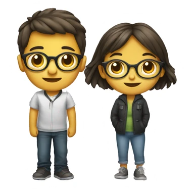 niño y niña con lentes sticker