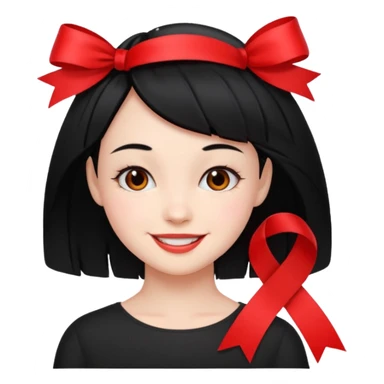 girl that have a red ribbon in her hair the hair is black  sticker