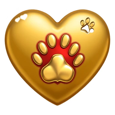 heart with a gold paw print sticker