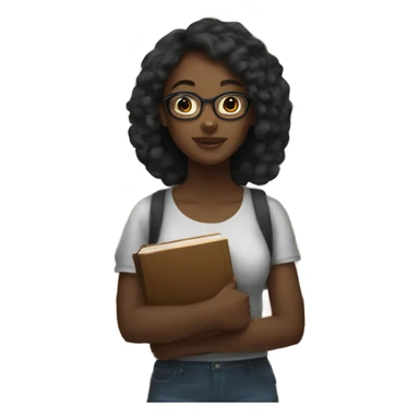 black girl with books  sticker