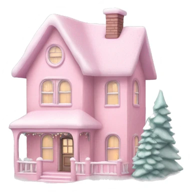 Pastel pink Christmas house  sticker