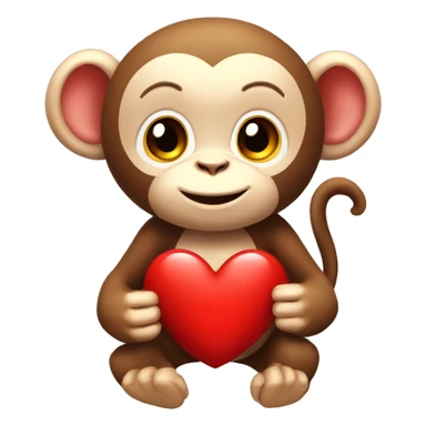 Cute monkey give a red hearth  sticker